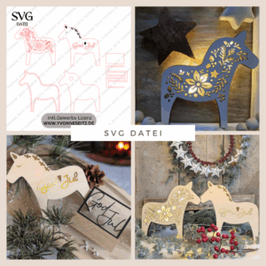 SVG Laser Winter Datei Lichtdala Dalapferd für Transparentpapier Leuchtdala Lichterkette Lichtdatei Leuchtdatei Laserdatei SVG Datei Dala