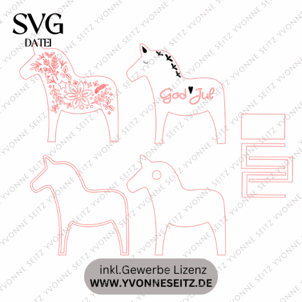 SVG Laser Winter Datei Lichtdala Dalapferd für Transparentpapier Leuchtdala Lichterkette Lichtdatei Leuchtdatei Laserdatei SVG Datei Dala – Bild 5