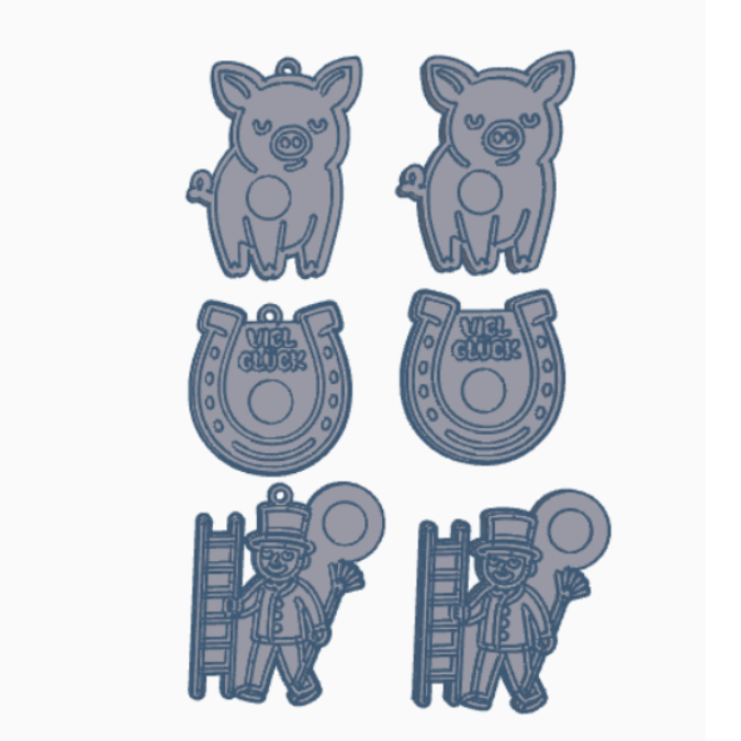 STL 3D Druck Datei Glücksbringer Glückscent Halter für 1 Cent Münze Silvester Mitbringsel 3D-Datei 3D-Druck Vorlage Kleeblatt Glücksschwein – Bild 2