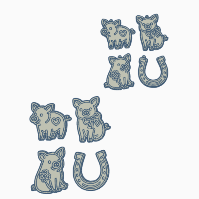 STL 3D Druck Datei 4er Set Schweine Glücksbringer Schlüsselanhänger und Minis für in die Tüte 3D-Datei 3D-Druck Vorlage – Bild 2