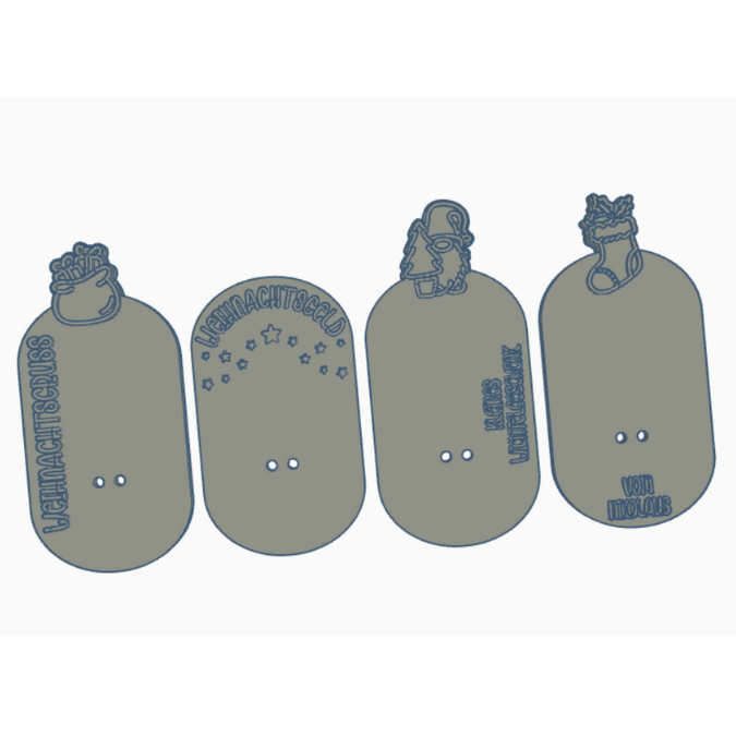 STL 3D Druck Datei 4er Set Geschenkbrett Halter für Geld, Gutscheine und Kleinigkeiten Weihnachten 3D-Datei 3D-Druck Vorlage Wichtel Sterne – Bild 2