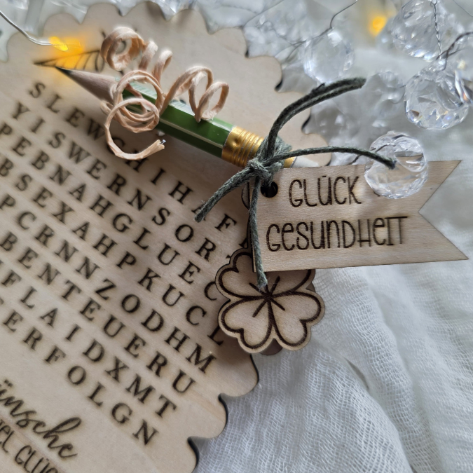 SVG Laserdatei Neujahreswünsche zum selber suchen Silvester Glück Glücksbringer Mitbringsel Silvester Neujahr Datei Kreuzworträtsel Laser – Bild 17