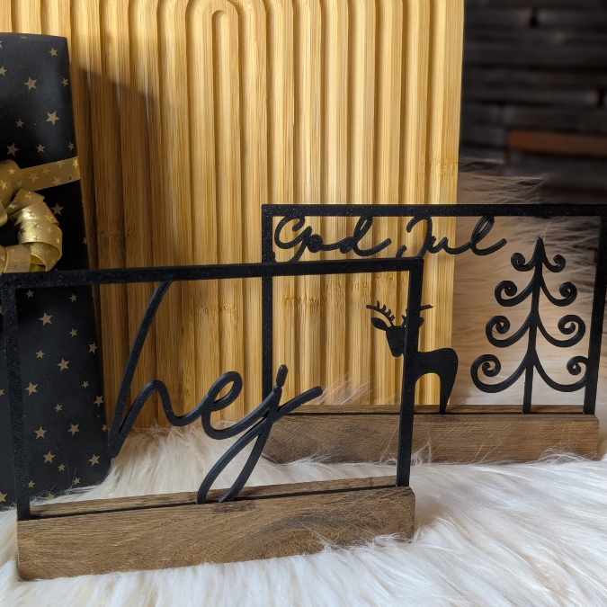 STL 3D Druck Datei Weihnachten 3er Set Klötzchenrahmen Skandi God Jul Hej Rentier Winterdeko Skandinavian living 3D-Datei 3D-Druck Vorlage