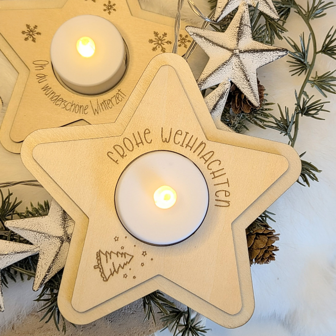 SVG Laserdatei 8 Designs LED Teelichthalter Sterne Kerzenständer Lichtdatei Stern Weihnachten Mitbringsel Skandi Scandichristmas SVG-Datei – Bild 8