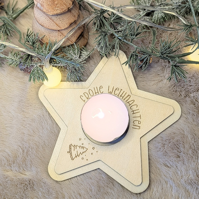 SVG Laserdatei 8 Designs LED Teelichthalter Sterne Kerzenständer Lichtdatei Stern Weihnachten Mitbringsel Skandi Scandichristmas SVG-Datei – Bild 6