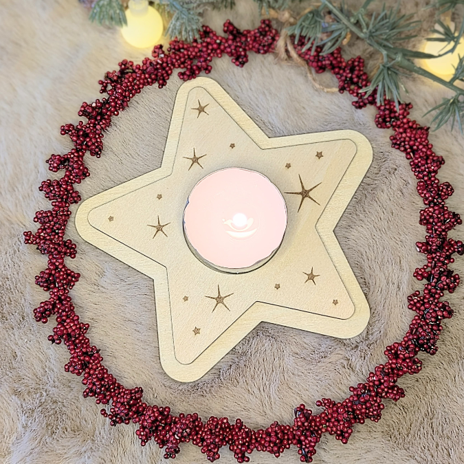 SVG Laserdatei 8 Designs LED Teelichthalter Sterne Kerzenständer Lichtdatei Stern Weihnachten Mitbringsel Skandi Scandichristmas SVG-Datei – Bild 7