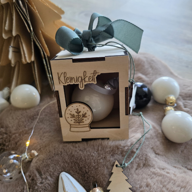 3mm Kugelbox für 6cm Kugeln SVG Datei Verpackung für Christbaumkugeln 9 Designs inkl. Anhänger Laserdatei Weihnachten Weihnachtskugel Skandi – Bild 12