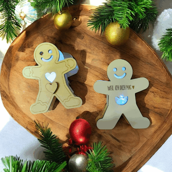 SVG Laserdatei 6 Designs Lebkuchenmann Mini Lebkuchenmännl zum füllen mit Blumen, Geld oder Ballonlicht Weihnachten Mitbringsel SVG-Datei – Bild 5