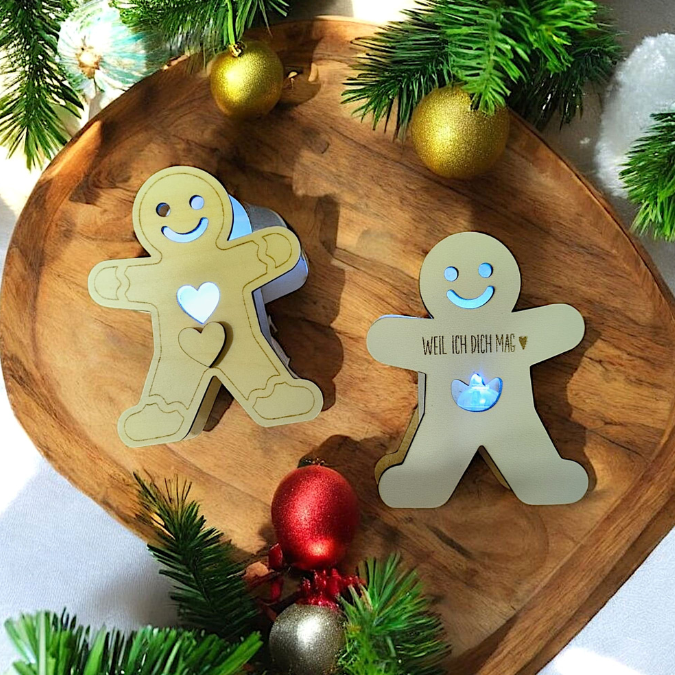 SVG Laserdatei 6 Designs Lebkuchenmann Mini Lebkuchenmännl zum füllen mit Blumen, Geld oder Ballonlicht Weihnachten Mitbringsel SVG-Datei – Bild 5