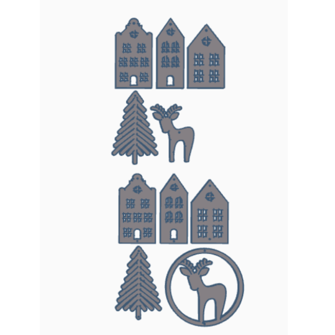 STL 3D Druck Datei Anhänger Skandi Dala Häuser Winter Sonnenfänger Geschenkanhänger Deko Winterdeko 3D-Datei 3D-Druck Vorlage Weihnachten – Bild 2