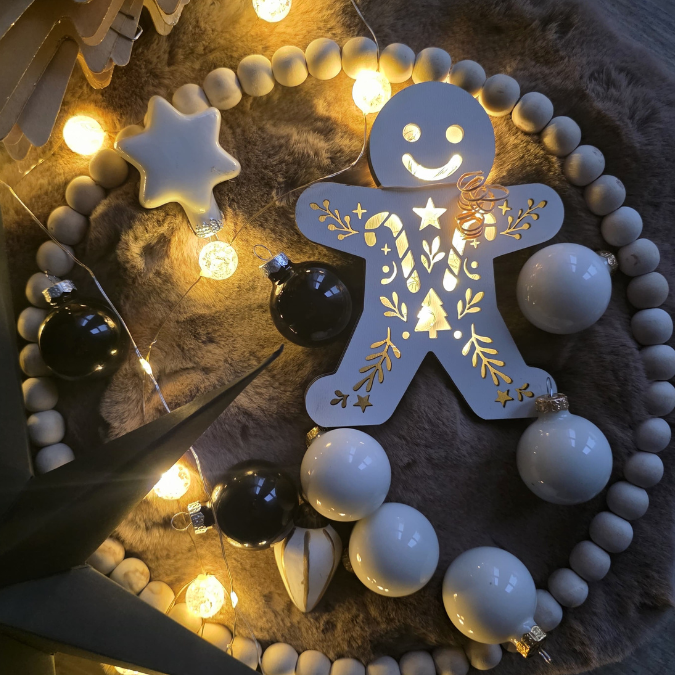 SVG Laser Datei Licht Lebkuchenmann für Transparentpapier Lichterkette Lichtdatei Lebkuchenmännchen Laserdatei Winterdeko Weihnachten – Bild 4