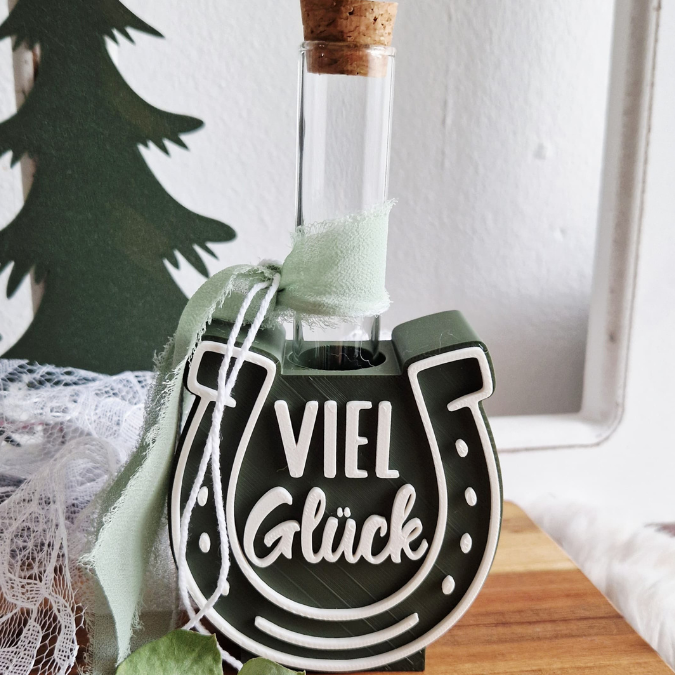 STL 3D Druck Datei Glücks Motive für Reagenzglas Blumen Kerzen oder Geld Glücksbringer Geschenkidee Glücksschwein Hufeisen Silvester Deko – Bild 4