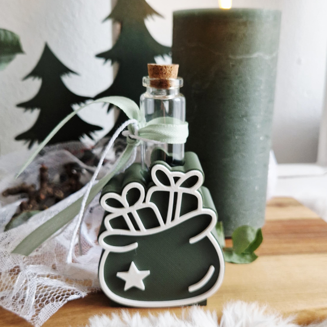 STL 3D Druck Datei Weihnachtsmotive für Reagenzglas Blumen Kerzen oder Geld Glücksbringer Geschenkidee Rentier Weihnachtsmann Engel Deko – Bild 5