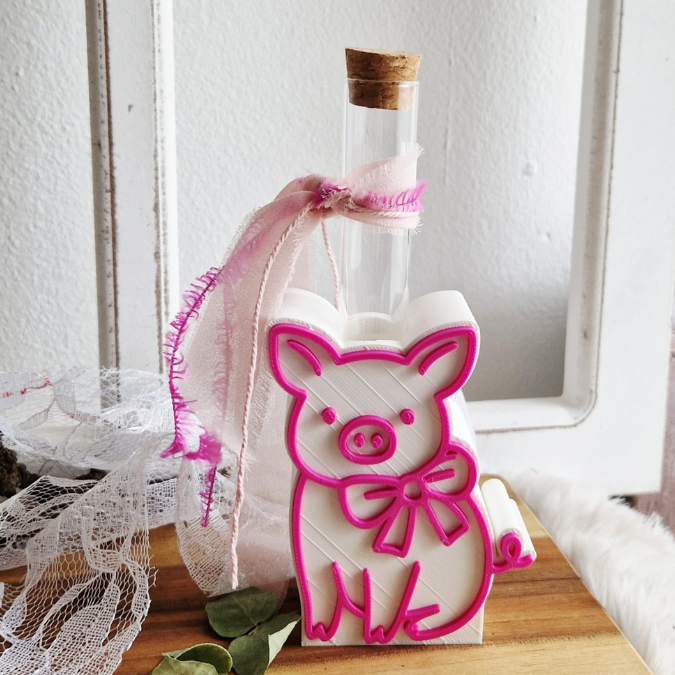 STL 3D Druck Datei Glücks Motive für Reagenzglas Blumen Kerzen oder Geld Glücksbringer Geschenkidee Glücksschwein Hufeisen Silvester Deko – Bild 5