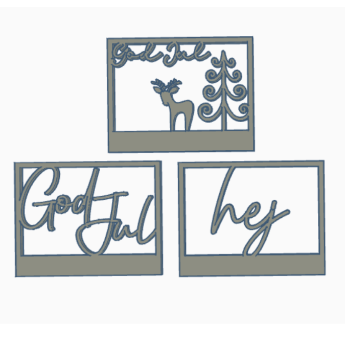 STL 3D Druck Datei Weihnachten 3er Set Klötzchenrahmen Skandi God Jul Hej Rentier Winterdeko Skandinavian living 3D-Datei 3D-Druck Vorlage – Bild 2