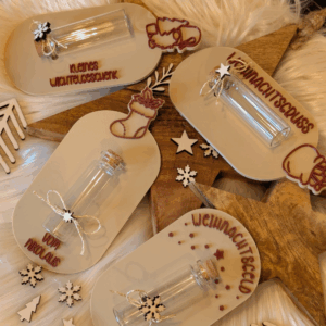 STL 3D Druck Datei 4er Set Geschenkbrett Halter für Geld, Gutscheine und Kleinigkeiten Weihnachten 3D-Datei 3D-Druck Vorlage Wichtel Sterne