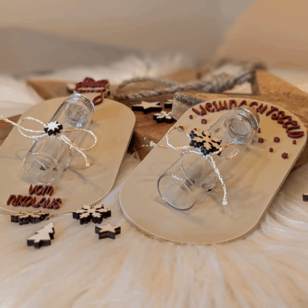 STL 3D Druck Datei 4er Set Geschenkbrett Halter für Geld, Gutscheine und Kleinigkeiten Weihnachten 3D-Datei 3D-Druck Vorlage Wichtel Sterne – Bild 5