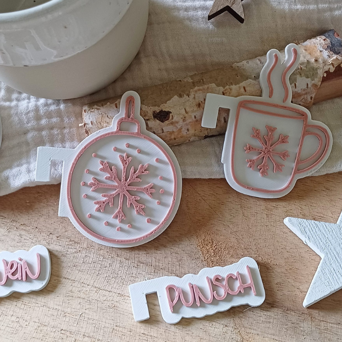 STL 3D Druck Datei 7er Set Glasmarkierer Glasanhänger Weihnachten Winter Feier Geschenkidee Skandi Christmas Skandi Deko Glühwein Punsch – Bild 3