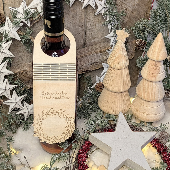 14 Designs SVG Laserdatei Weihnachten Flaschenanhänger Weinflaschen Anhänger Weinflaschenanhänger Flexwood Flexibles Holz SVG Datei Nikolaus Christkind – Bild 16