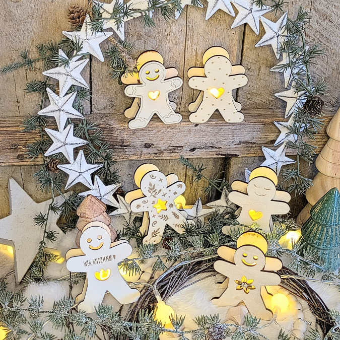 SVG Laserdatei 6 Designs Lebkuchenmann Mini Lebkuchenmännl zum füllen mit Blumen, Geld oder Ballonlicht Weihnachten Mitbringsel SVG-Datei – Bild 11