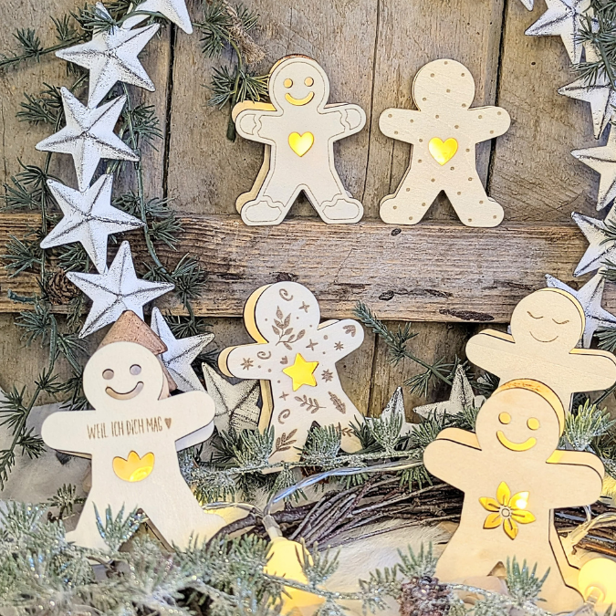 SVG Laserdatei 6 Designs Lebkuchenmann Mini Lebkuchenmännl zum füllen mit Blumen, Geld oder Ballonlicht Weihnachten Mitbringsel SVG-Datei – Bild 12