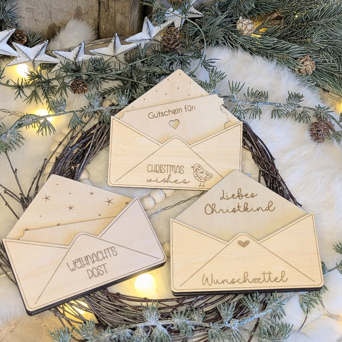 SVG Laserdatei Briefumschlag Wunschzettel Geldgeschenk Weihnachtsmann Christkind Weihnachten kleines Mitbringsel SVG Datei personalisierbar – Bild 11