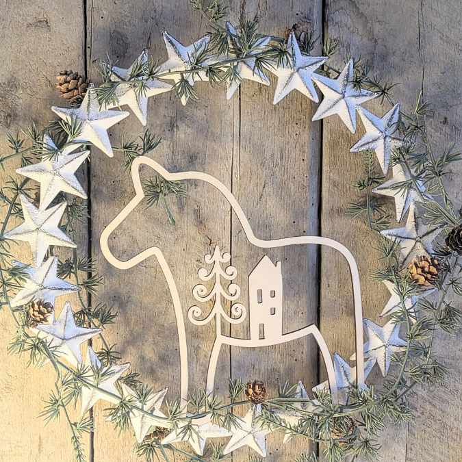 SVG Laser Datei 3er Set Dala Kränze Winter Weihnachten Skandi Scandi Dalapferd Skandinavian living Scandihome Reh Hej God Jul Dala Pferde – Bild 25