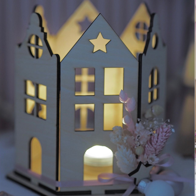 SVG Datei 3mm und 4mm Häuserkranz Laserdatei für LED Teelichter oder kleine Stumpen Winter Geschenkidee Deko Weihnachtsbaum Hyggelig Hygge – Bild 4
