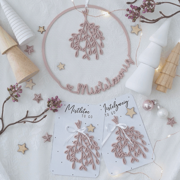 STL 3D Druck Datei Weihnachten Mistelzweig Kranz und Anhänger Skandi 3D-Datei 3D-Druck Vorlage Wanddeko Winterdeko Mistelzweig