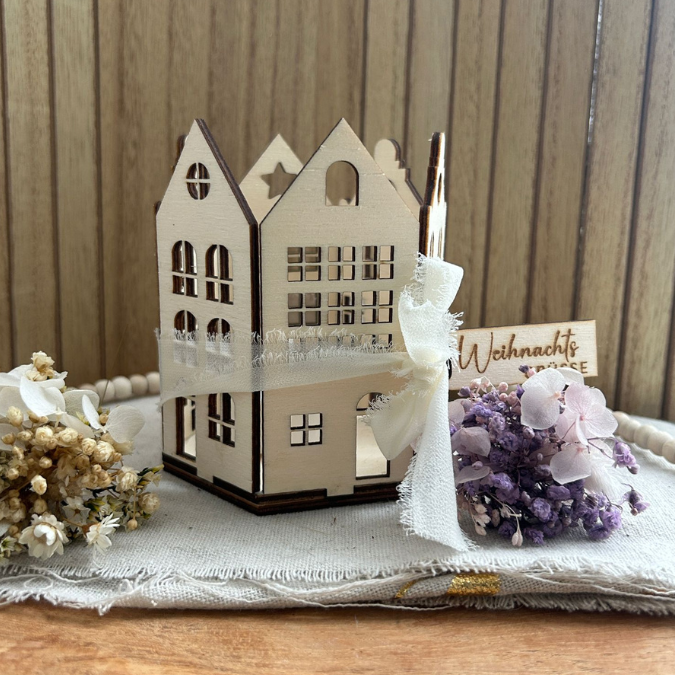 SVG Datei 3mm und 4mm Häuserkranz Laserdatei für LED Teelichter oder kleine Stumpen Winter Geschenkidee Deko Weihnachtsbaum Hyggelig Hygge – Bild 7