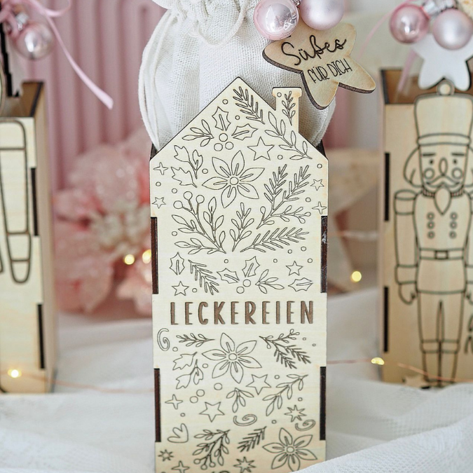 3mm 4mm SVG Laserdatei Weihnachts Geschenkbox Nussknacker Box für Flaschen oder Süßigkeiten Kiste inkl Geschenkanhänger Geschenkidee Weihnachten Winter – Bild 15