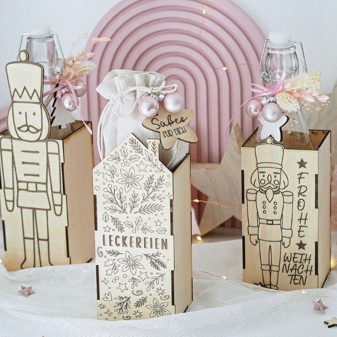 3mm 4mm SVG Laserdatei Weihnachts Geschenkbox Nussknacker Box für Flaschen oder Süßigkeiten Kiste inkl Geschenkanhänger Geschenkidee Weihnachten Winter – Bild 17
