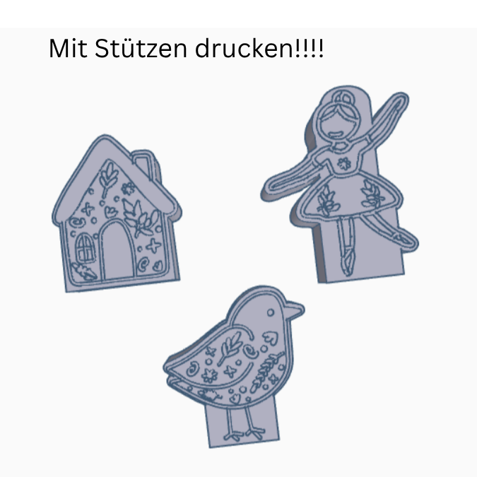 STL 3D Druck Datei 3er Set Balerina Vogel Haus für Reagenzglas Blumen Kerzen oder Geld Russische Weihnachten Skandi Christmas Deko Boho – Bild 2