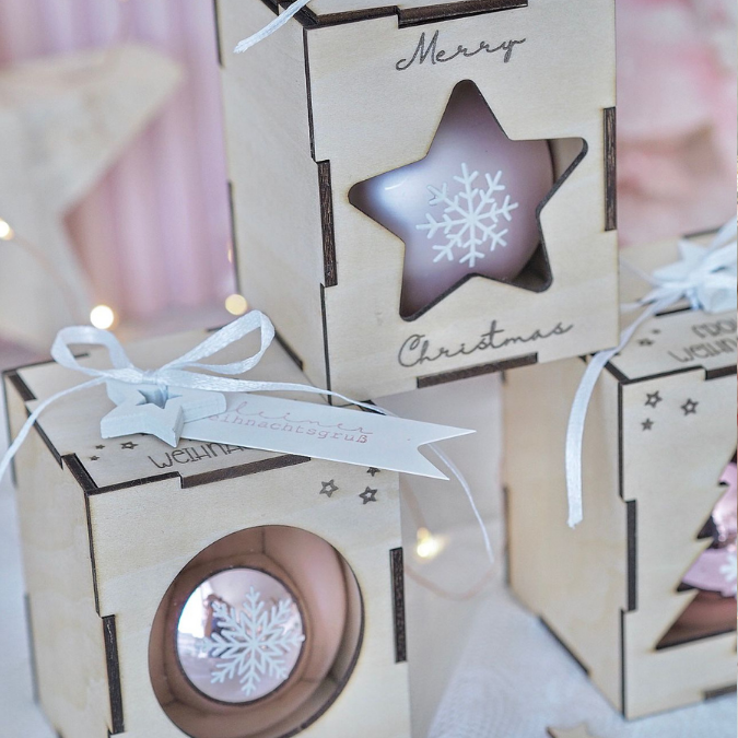 3mm Kugelbox für 6cm Kugeln SVG Datei Verpackung für Christbaumkugeln 9 Designs inkl. Anhänger Laserdatei Weihnachten Weihnachtskugel Skandi – Bild 14
