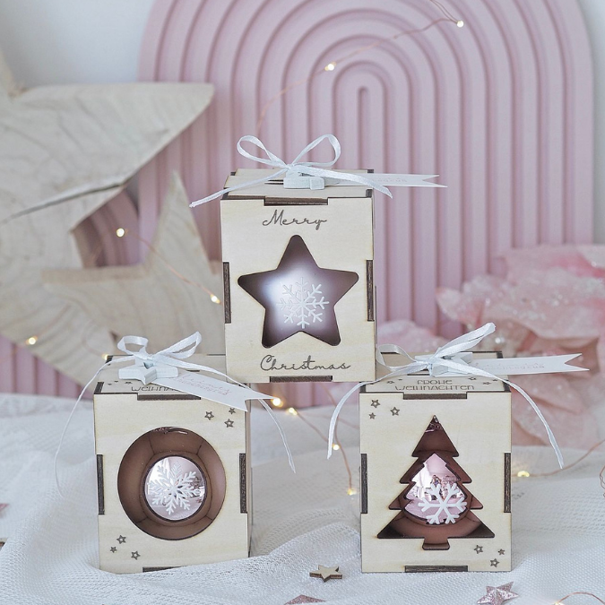3mm Kugelbox für 6cm Kugeln SVG Datei Verpackung für Christbaumkugeln 9 Designs inkl. Anhänger Laserdatei Weihnachten Weihnachtskugel Skandi – Bild 15