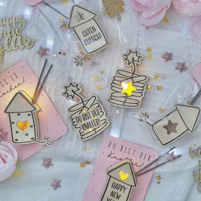 PRINT DRUCKVORLAGE PDF Verpackung Geschenkkarte 2 Designs in der Tüte Lass es krachen und Du bist der knaller Printable Silvester Postkarten – Bild 4