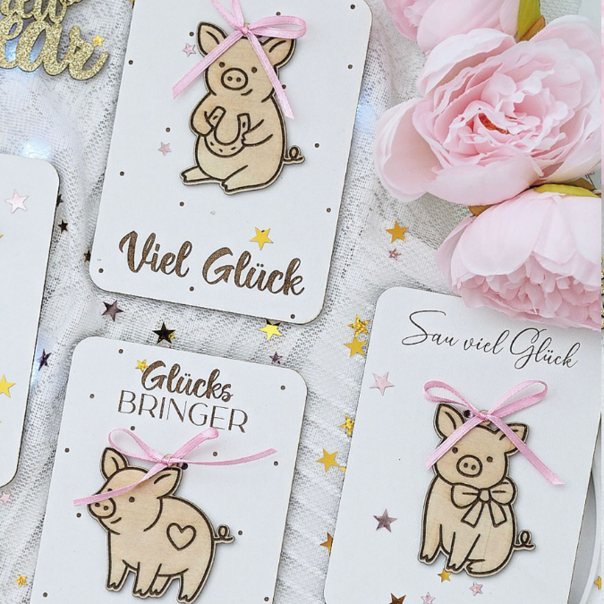 SVG Laserdatei Glücksbringer Anhänger und Karten Glücksschwein Silvester Glück Mitbringsel Silvester Neujahr Datei 2026 2027 2028 – Bild 6