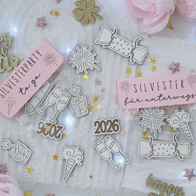 SVG Laserdatei 6 Designs Mini Silvesterparty Streudeko Silvester Neujahr Jahreswechsel Party to go Kleinigkeit Mitbringsel SVG Datei – Bild 3