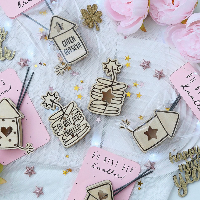 PRINT DRUCKVORLAGE PDF Verpackung Geschenkkarte 2 Designs in der Tüte Lass es krachen und Du bist der knaller Printable Silvester Postkarten – Bild 8