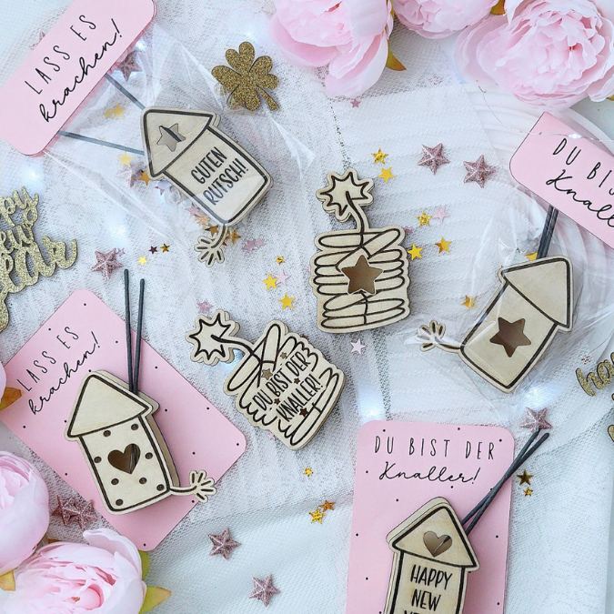 PRINT DRUCKVORLAGE PDF Verpackung Geschenkkarte 2 Designs in der Tüte Lass es krachen und Du bist der knaller Printable Silvester Postkarten – Bild 2