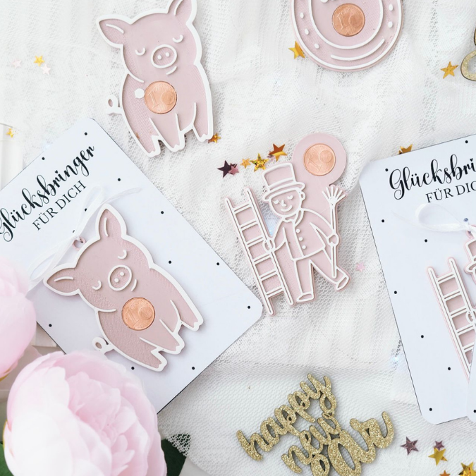 STL 3D Druck Datei Glücksbringer Glückscent Halter für 1 Cent Münze Silvester Mitbringsel 3D-Datei 3D-Druck Vorlage Kleeblatt Glücksschwein – Bild 11