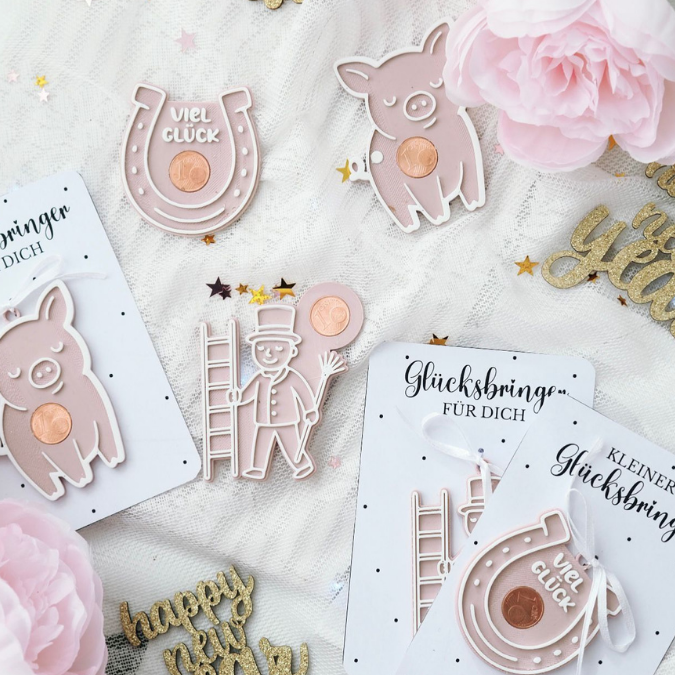 STL 3D Druck Datei Glücksbringer Glückscent Halter für 1 Cent Münze Silvester Mitbringsel 3D-Datei 3D-Druck Vorlage Kleeblatt Glücksschwein – Bild 15