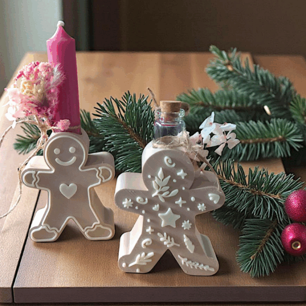 STL 3D Druck Datei 3er Set Lebkuchenmann für Reagenzglas Blumen Kerzen oder Geld Lebkuchenmännl Geschenkidee Skandi Christmas Skandi Deko – Bild 3