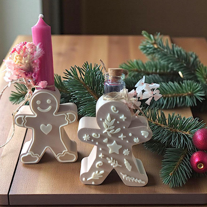 STL 3D Druck Datei 3er Set Lebkuchenmann für Reagenzglas Blumen Kerzen oder Geld Lebkuchenmännl Geschenkidee Skandi Christmas Skandi Deko – Bild 3