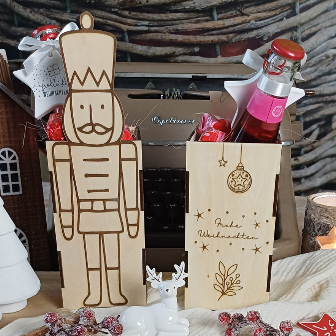 3mm 4mm SVG Laserdatei Weihnachts Geschenkbox Nussknacker Box für Flaschen oder Süßigkeiten Kiste inkl Geschenkanhänger Geschenkidee Weihnachten Winter – Bild 20