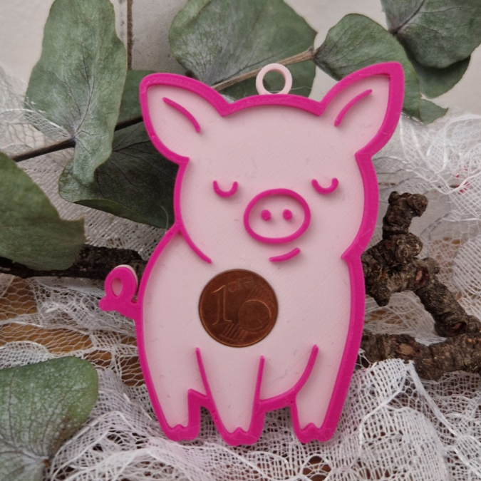 STL 3D Druck Datei Glücksbringer Glückscent Halter für 1 Cent Münze Silvester Mitbringsel 3D-Datei 3D-Druck Vorlage Kleeblatt Glücksschwein – Bild 6
