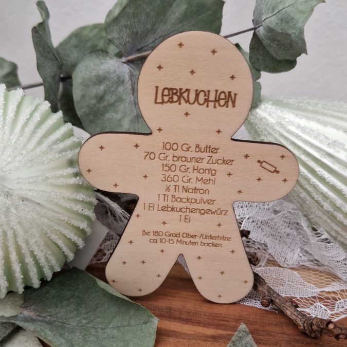 SVG Laserdatei 3 Designs Lebkuchenrezept Lebkuchen Brettchen Dekobrett Küchendeko Weihnachten kleines Mitbringsel SVG Datei Lebkuchenmann – Bild 19