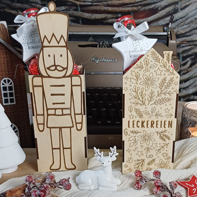 3mm 4mm SVG Laserdatei Weihnachts Geschenkbox Nussknacker Box für Flaschen oder Süßigkeiten Kiste inkl Geschenkanhänger Geschenkidee Weihnachten Winter – Bild 4