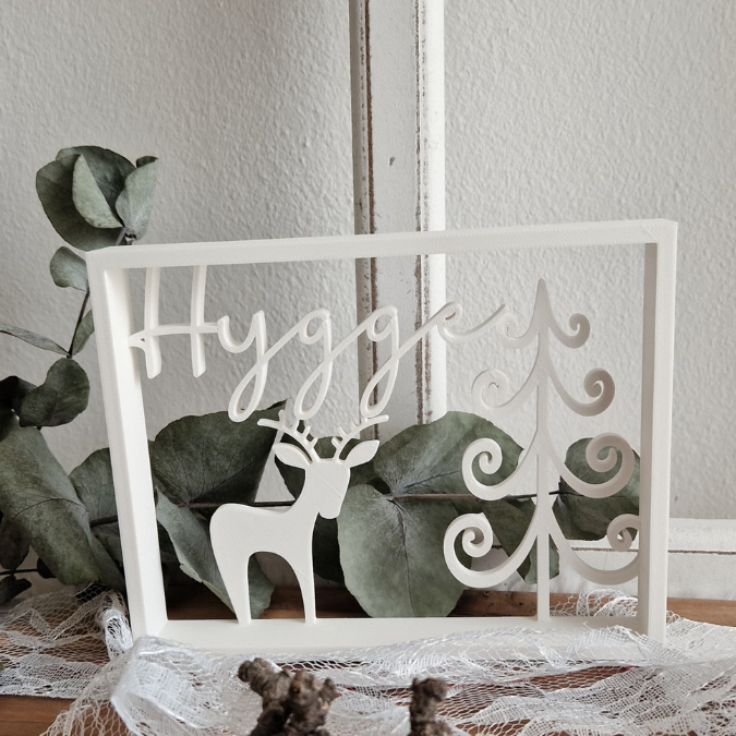 STL 3D Druck Datei Weihnachten Rahmen Aufsteller Skandi Hygge hyggelig Rentier Winterdeko Skandinavian living 3D-Datei 3D-Druck Vorlage
