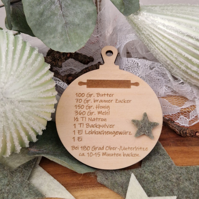 SVG Laserdatei 3 Designs Lebkuchenrezept Lebkuchen Brettchen Dekobrett Küchendeko Weihnachten kleines Mitbringsel SVG Datei Lebkuchenmann – Bild 14